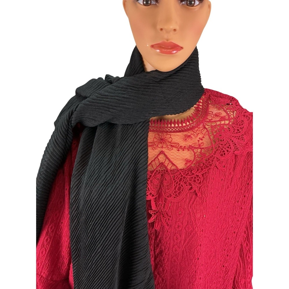 Ampere Creations Black Pleated Scarf Wrap Shawl Lightweight NWT One‎ Size